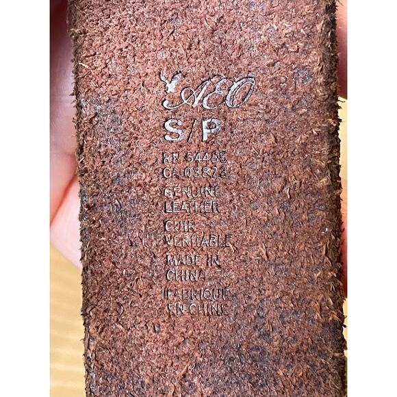 American Eagle Brown Geniue Leather Belt Silver Buckle Western Womens Size Small - Picture 5 of 8